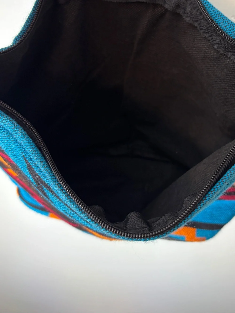 El Paso Saddle Blanket Co Southwestern Woven Shoulder Bag Blue Orange Geometric